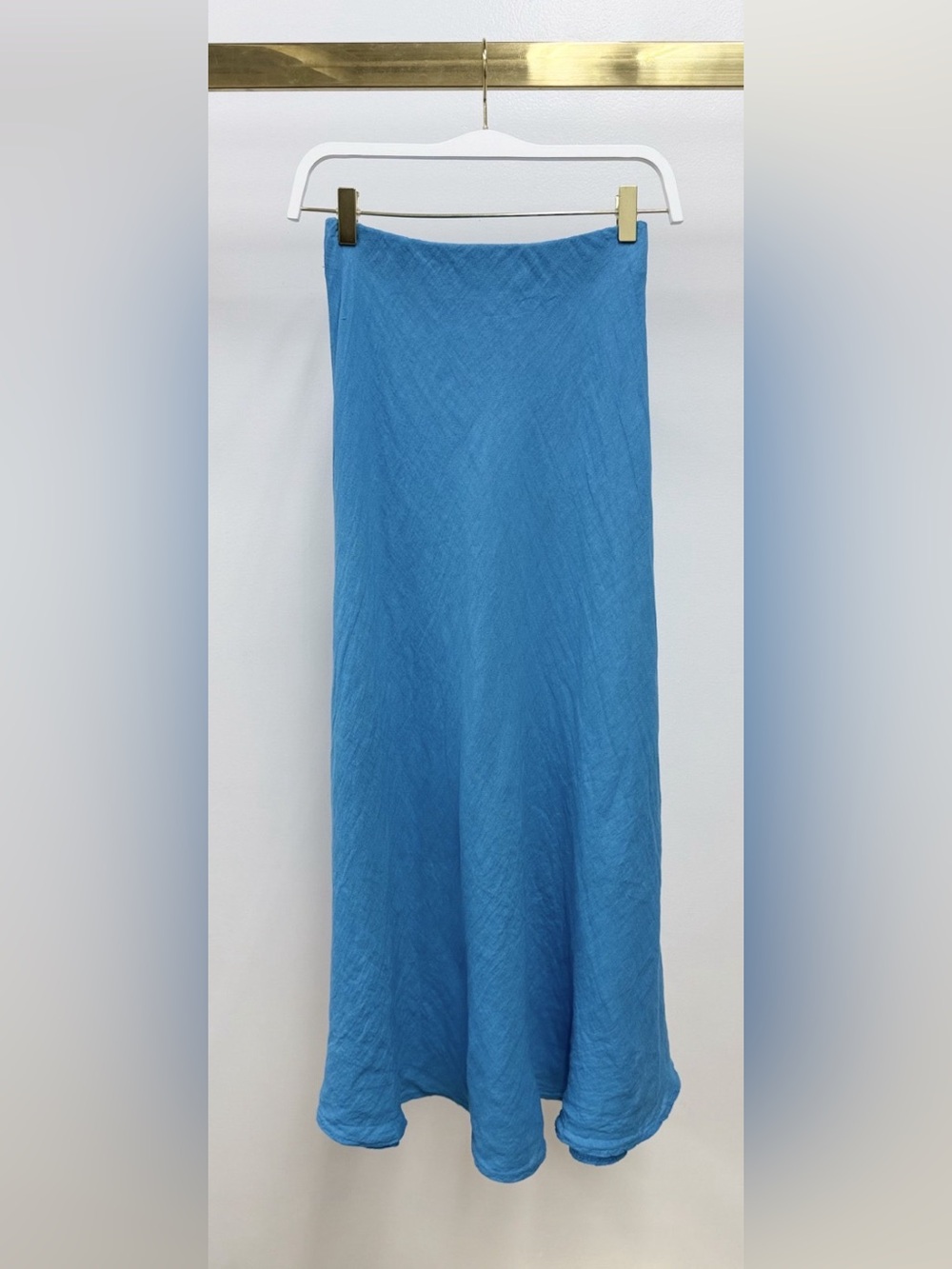 (113002-MAR) SOLID LINEN MIDI SKIRT